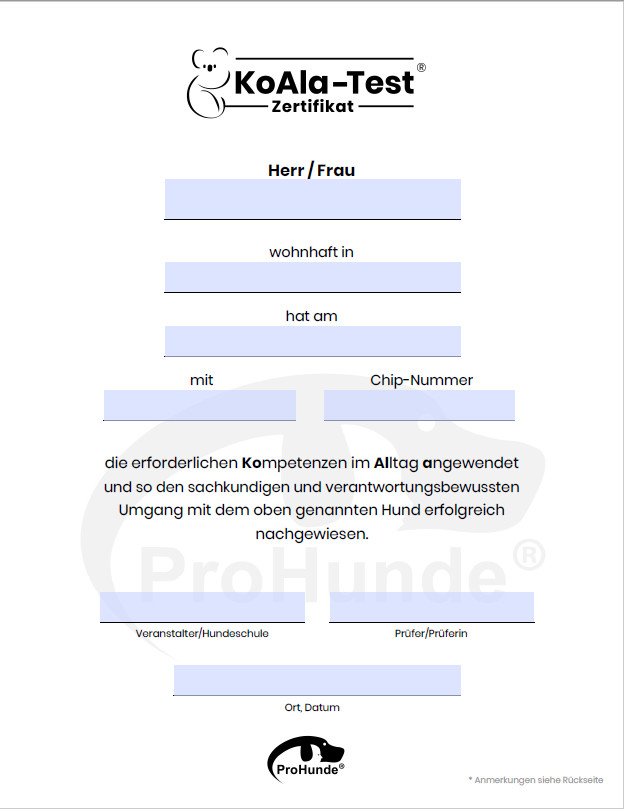 KoAla Test Urkunde